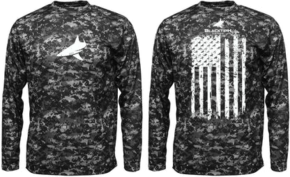 BlacktipH Youth Performance Shirt Digital Camo Shirt - Vertical Flag with UPF 50+ Protection - BlacktipH