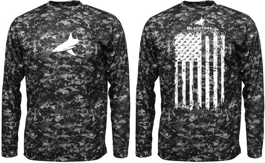 BlacktipH Youth Performance Shirt Digital Camo Shirt - Vertical Flag with UPF 50+ Protection - BlacktipH