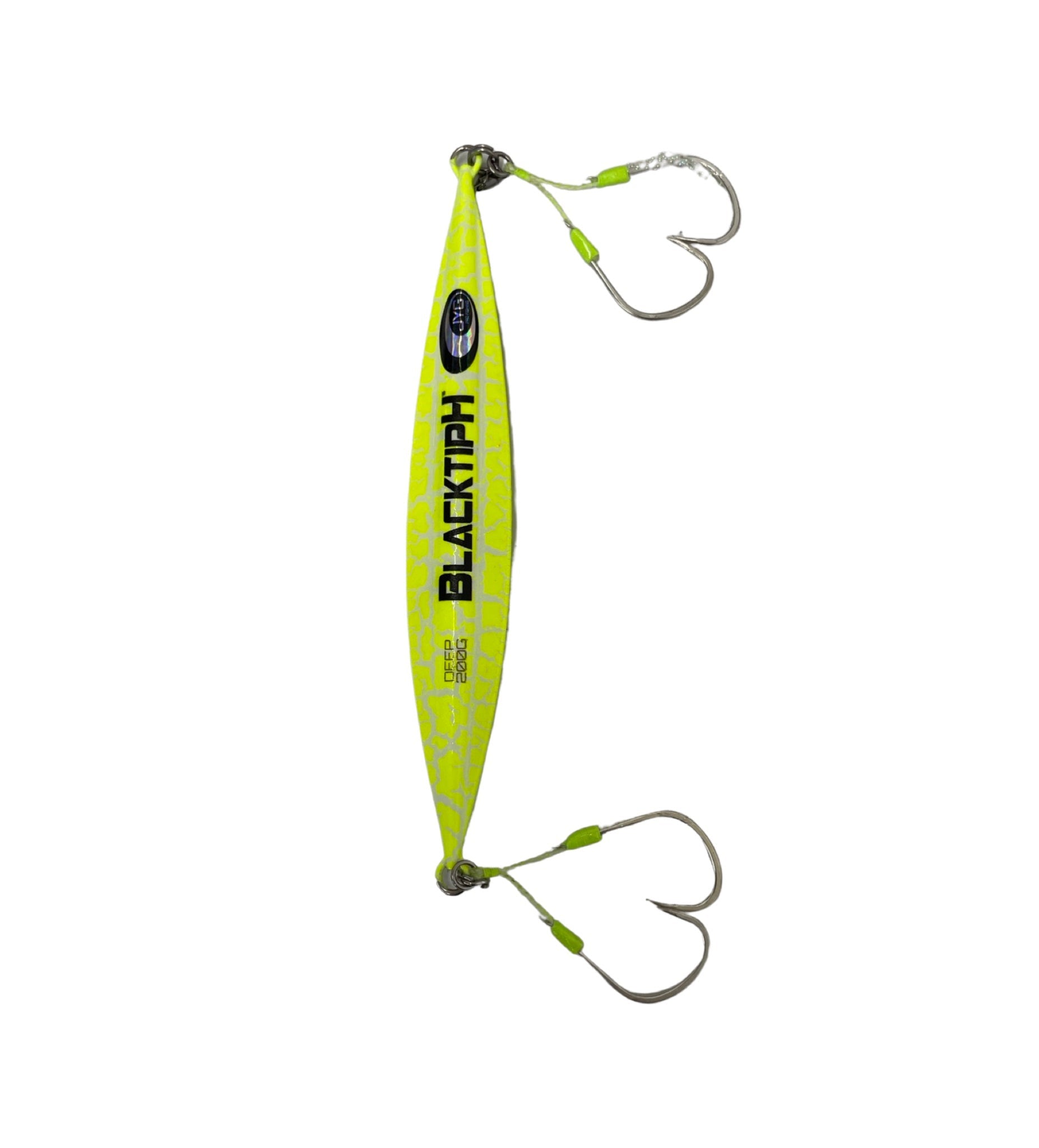 Slow Pitch JYG Yellow Crackle 200g in 4/0 Hook - BlacktipH